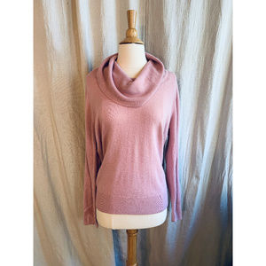 Pink Carol Rose Cowl Neck Sweater, Size Large